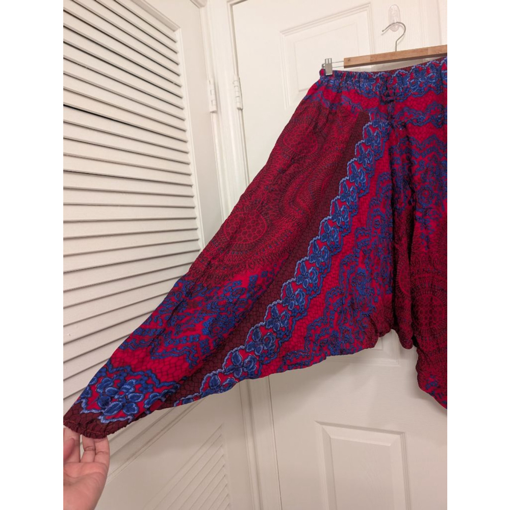 Boho Magenta & Royal Blue Mandala Print Harem Pants | Drop Crotch Yoga Pants OS - Picture 3 of 5